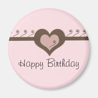 Pink Chocolate Heart Birthday Magnet