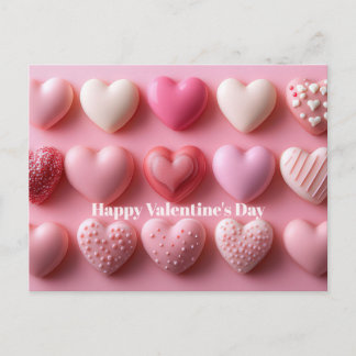 Pink Chocolate Hearts Valentine`s Day Card