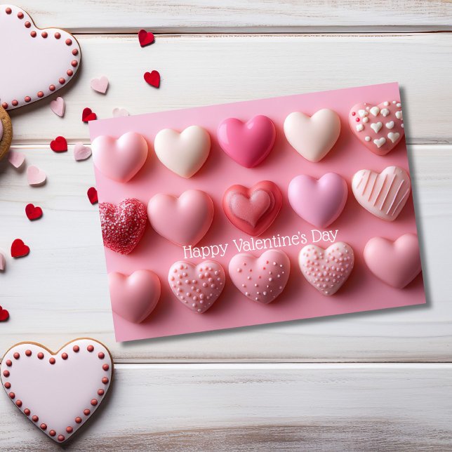 Pink Chocolate Hearts Valentine`s Day Card  (Creator Uploaded)