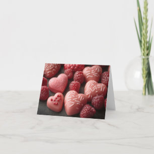 Pink Chocolate Hearts  Valentine's Greeting Card