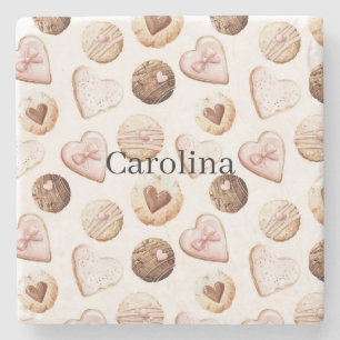 Pink Chocolate Sweet Hearts Valentine's Day Treats Stone Coaster