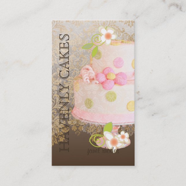 Pink + Chocolate Wedding Cake/Bakery/pâtisserie Business Card (Front)