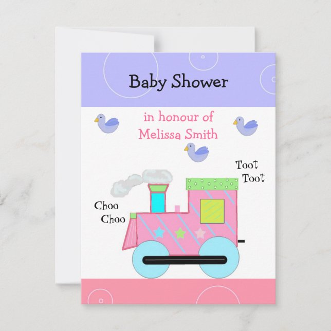 Pink Choo Choo Train Baby Shower Invitation (Front)