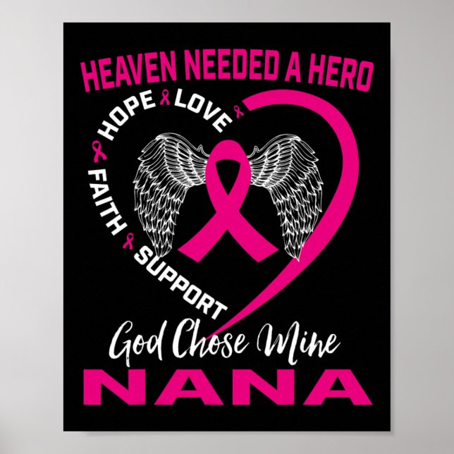 Pink Christian Breast Cancer Heart In Memory Of Na Poster (Front)