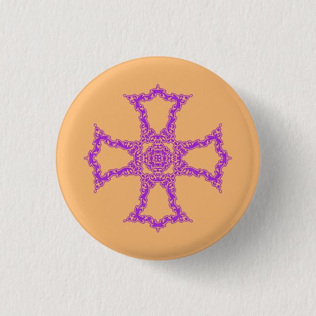 Pink Christian Cross 1 Inch Round Button (Front)