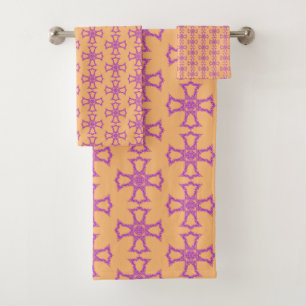 Pink Christian Cross Bath Towel Set