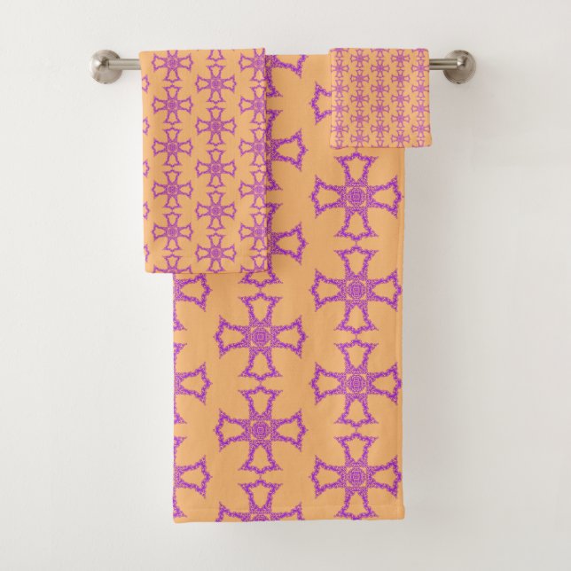 Pink Christian Cross Bath Towel Set (Insitu)