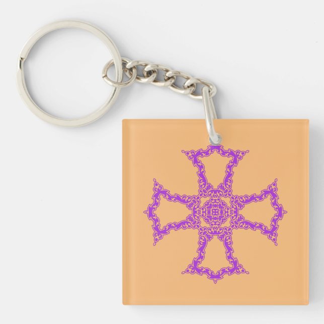Pink Christian Cross Keychain (Front)