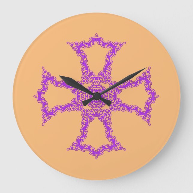 Pink Christian Cross Large Clock (Front)