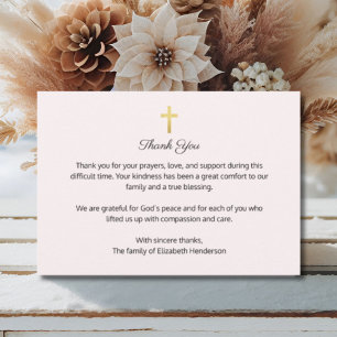 Pink Christian Funeral Memorial Cross Thank You