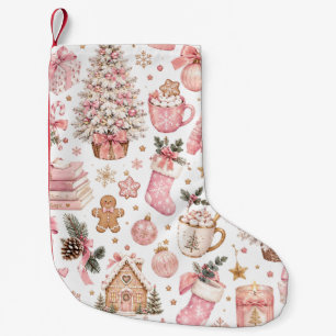 Pink Christmas Aesthetic Christmas Pattern Small Christmas Stocking