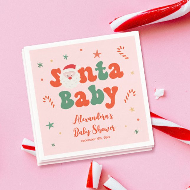 Pink Christmas Baby Girl Shower Napkin (Creator Uploaded)