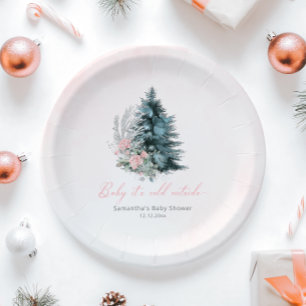 Pink Christmas Baby its cold outside  Paper Plate