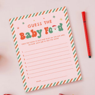 Pink Christmas Baby Shower Baby Food Game Card