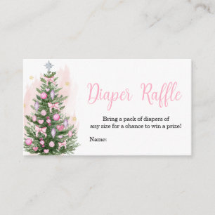 Pink Christmas Baby Shower Diaper Raffle Business Card