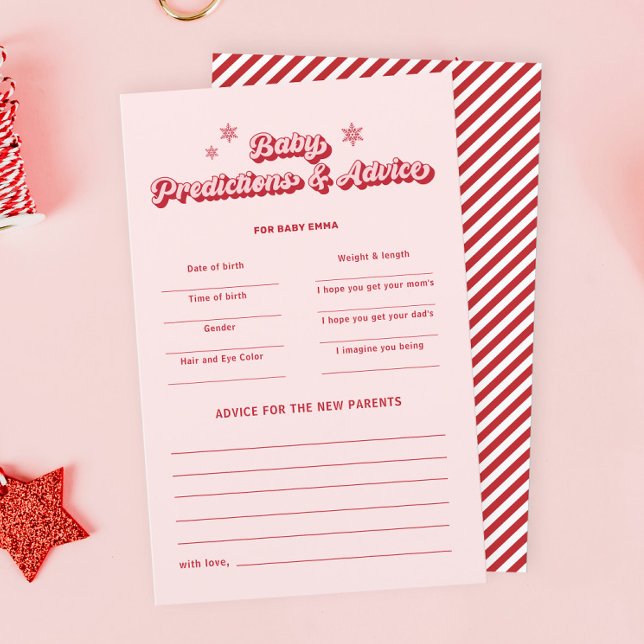 Pink Christmas Baby shower Predictions Advice Game (Creator Uploaded)