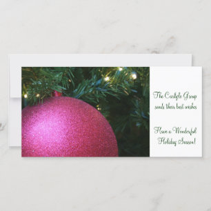 Pink Christmas Ball Holiday Card