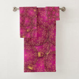 Pink Christmas balls Bath Towel Set