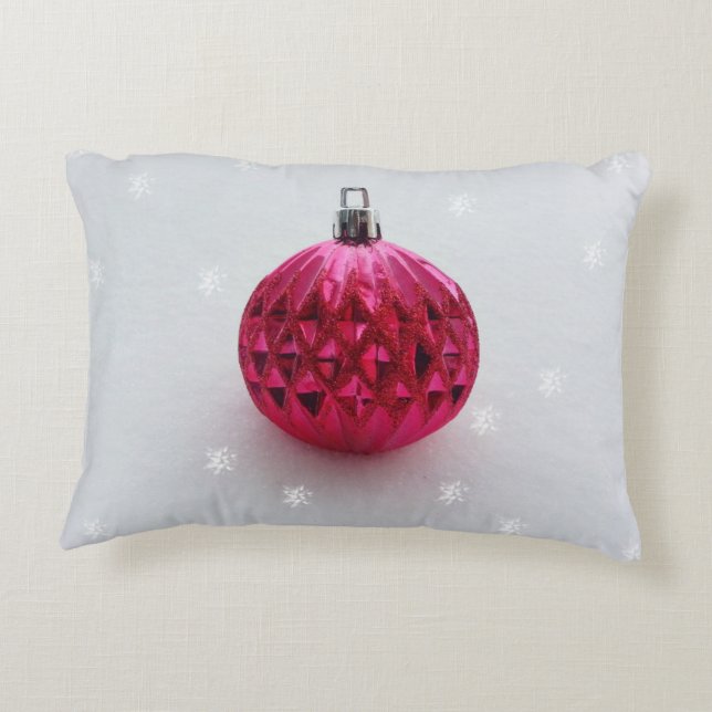 Pink Christmas bauble Decorative Pillow (Back)