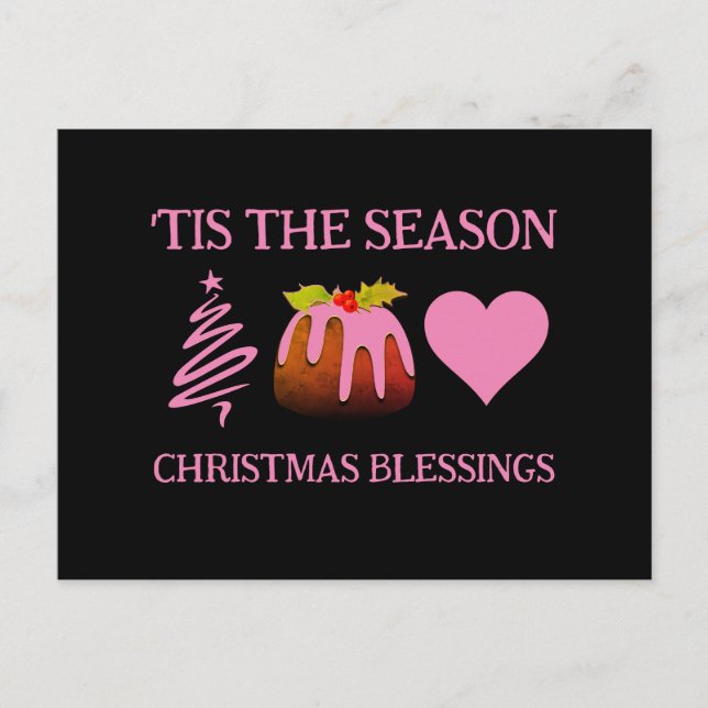 Pink CHRISTMAS BLESSINGS Postcard (Front)