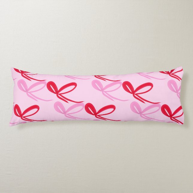 Pink Christmas Bows Reversible Color Body Pillow (Front)