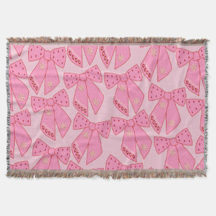 Pink Christmas Bows Throw Blanket
