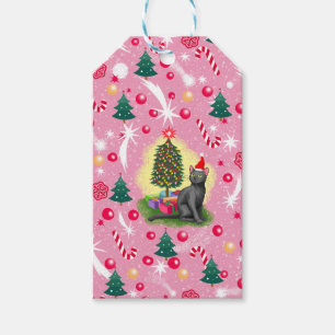 Pink Christmas Cat Gift Tags