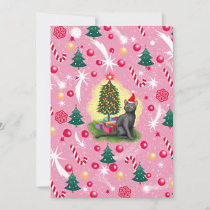 Pink Christmas Cat Invitation