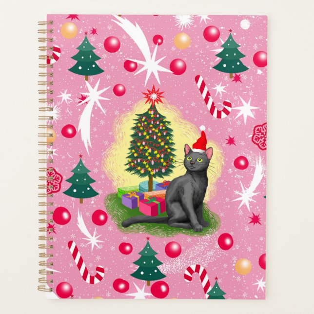 Pink Christmas Cat Planner (Front)