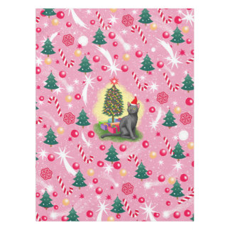 Pink Christmas Cat Tablecloth