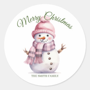 Pink Christmas  Classic Round Sticker