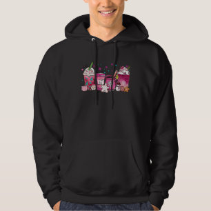 Pink Christmas Coffee Latte Hot Cocoa Xmas Coffee Hoodie