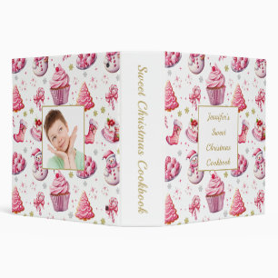 Pink Christmas Cookbook Name Photo Custom Binder