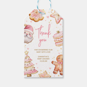 Pink Christmas Cookie Baby Shower Favour Tags