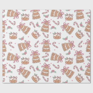 Pink Christmas Cookie Seamless Pattern  Wrapping Paper