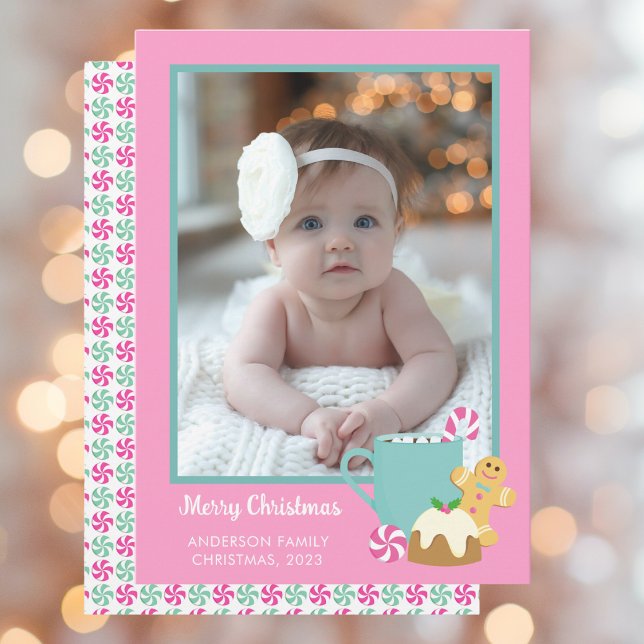 PINK CHRISTMAS COOKIES AND COCOA HOLIDAY CARD (Creator Uploaded)