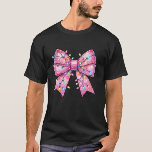 Pink Christmas Coquette Bow Christmas Tree Light W T-Shirt