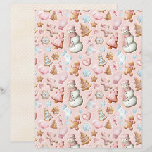 Pink Christmas Cute Pastel Scrapbook Paper