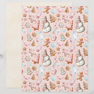 Pink Christmas Cute Pastel Scrapbook Paper