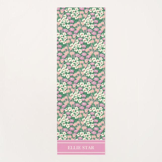 Pink Christmas Dogs Personalized Girl Yoga Mat (Front)