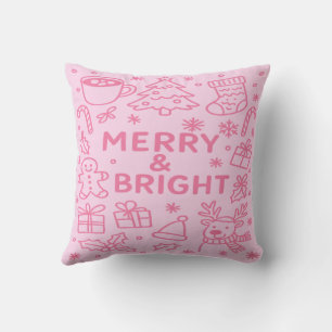 Pink Christmas Doodle   Cozy Christmas Throw Pillow