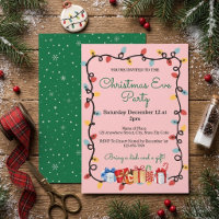 Pink Christmas Eve Lights & Presents Holiday Party