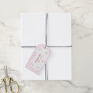 Pink Christmas First Birthday Gift Tags