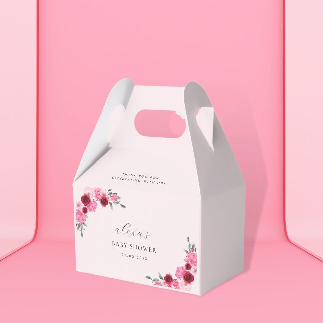 Pink Christmas Floral | Winter Girl Baby Shower Favor Box (Creator Uploaded)