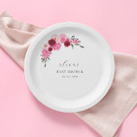 Pink Christmas Floral | Winter Girl Baby Shower Paper Plate<br><div class="desc">Celebrate your baby shower with these vibrant,  Christmas style pink floral paper plates,  featuring gorgeous floral combination,  delicate script and custom text of your choice. Easily add your own details by clicking on the "personalize" option.</div>