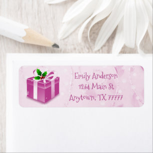 Pink Christmas Gift Address Label