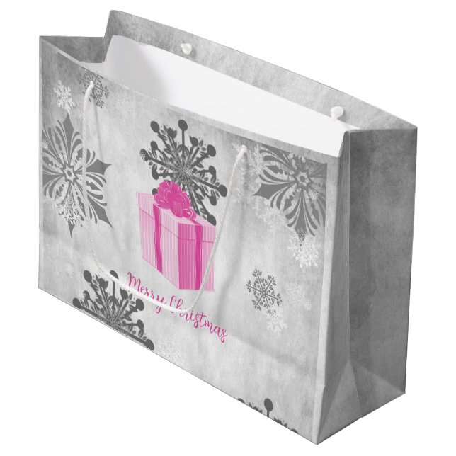 Pink Christmas Gift Holiday Gift Bag (Front Angled)