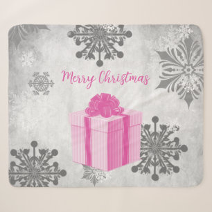 Pink Christmas Gift Holiday Sherpa Blanket