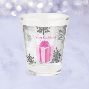 Pink Christmas Gift Holiday Shot glass