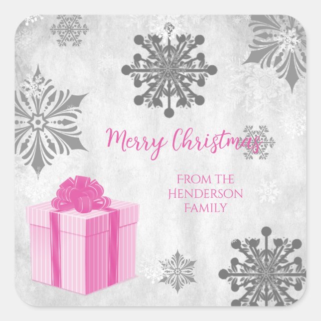Pink Christmas Gift Sticker (Front)